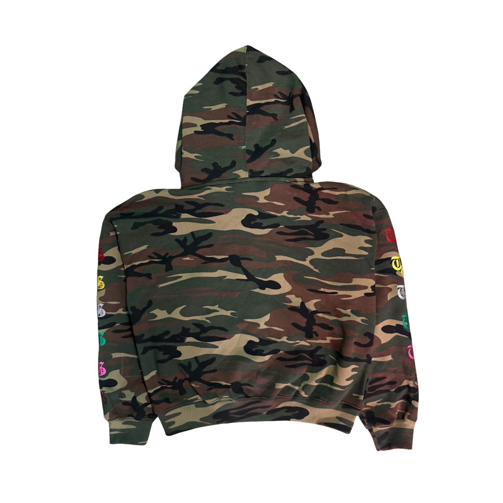Back view of Third Gen Camo oversized jacket.
