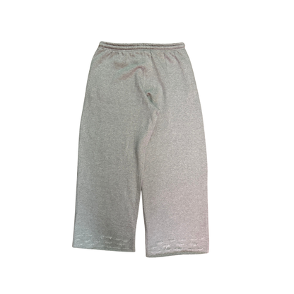 Gray back view of TG Rhinestone oversized, distressed rhinestone sweatpants. 