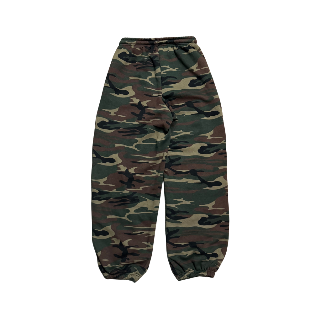 Back view of Third Gen Camo oversized sweatpants.